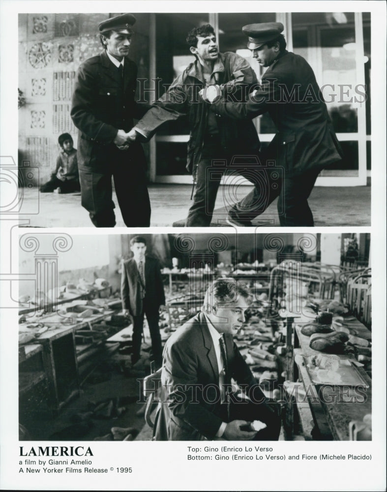 1995 Press Photo Enrico Lo Verso and Michele Placido in "Lamerica' - Historic Images