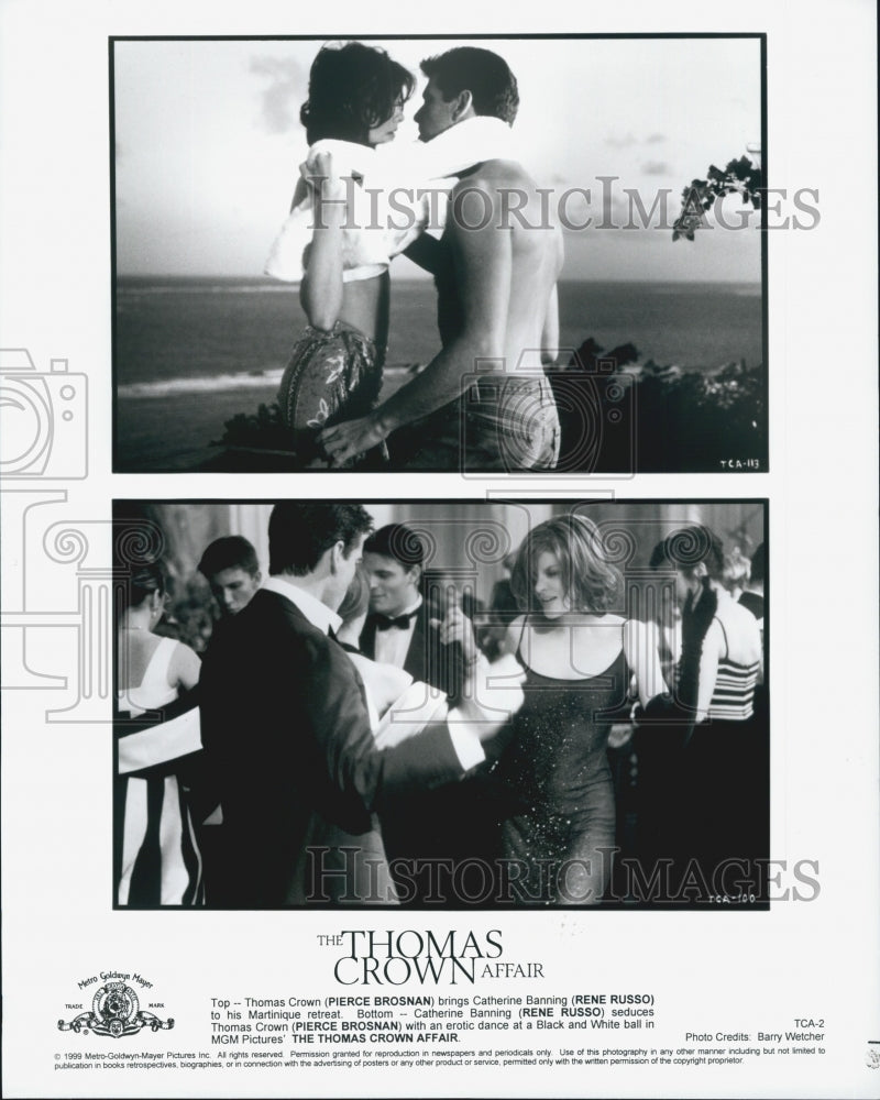 1999 Press Photo Pierce Brosnan & Reno Russo Star In The Thomas Crown Affair - Historic Images