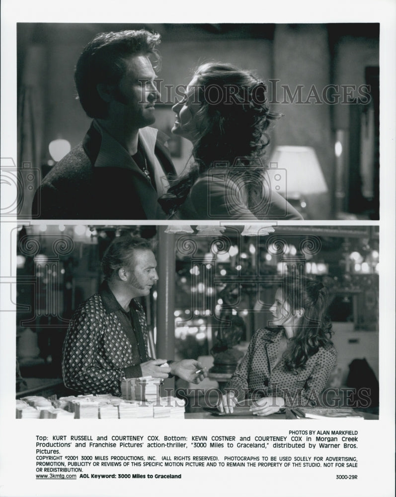 2001 Press Photo Scenes From Crime Film "3000 Miles To Graceland" Starring Actos - Historic Images