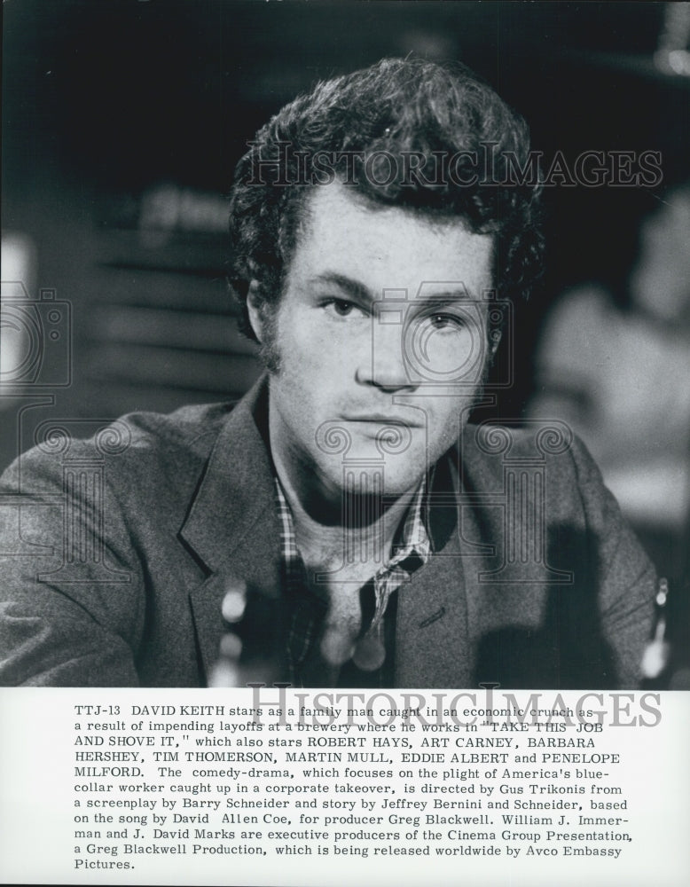 1981 Press Photo David Keith stars in &quot;Take This Job and Shove It&quot; - DFPG09033 - Historic Images