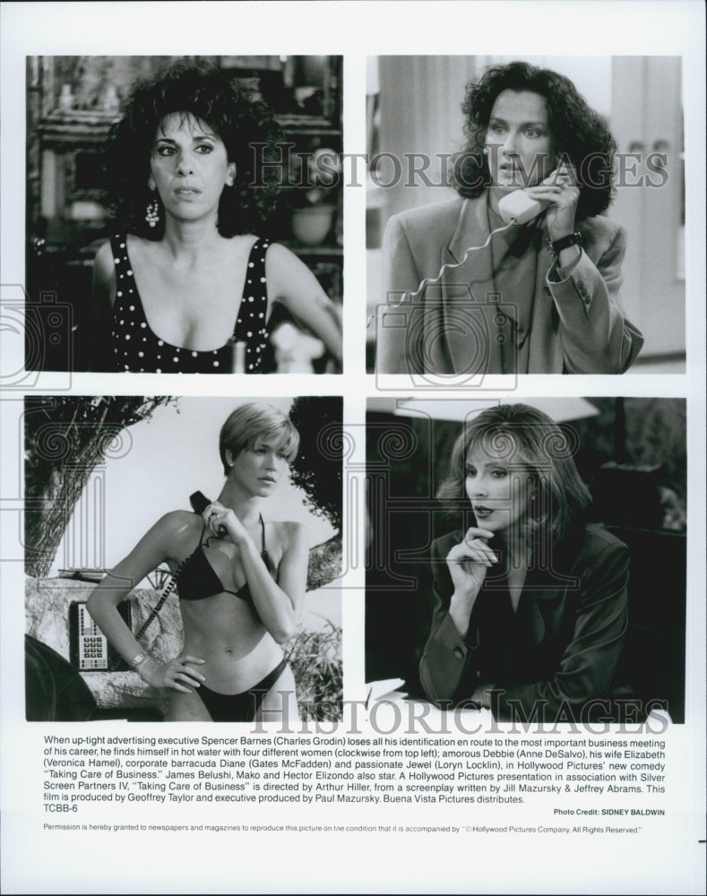 1990 Press Photo "Taking Care of Business' Anne DeSalvo,V Hamel, - Historic Images