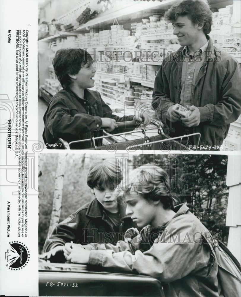 1984 Press Photo Corey Haim and Christopher Collet in &quot;Firstborn&quot; - Historic Images