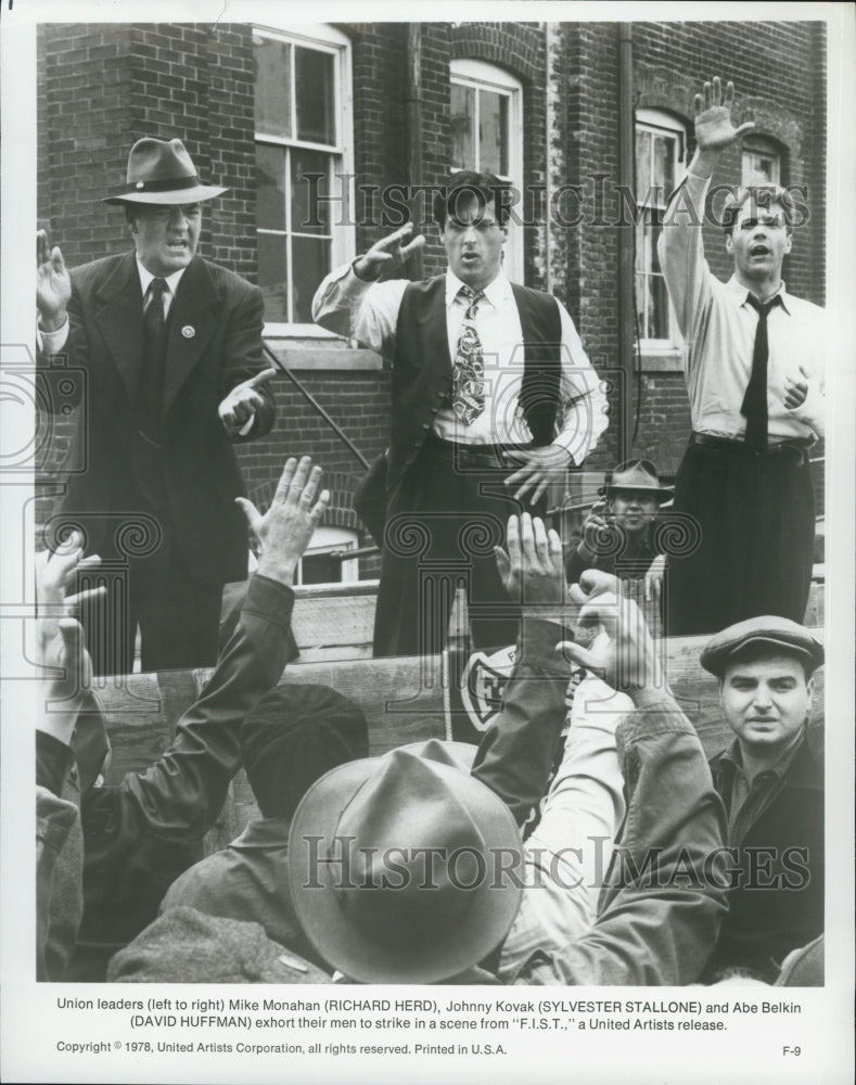 1978 Press Photo &quot;FIST&quot; Film Richard Herd Sylvester Stallone David Huffman - Historic Images