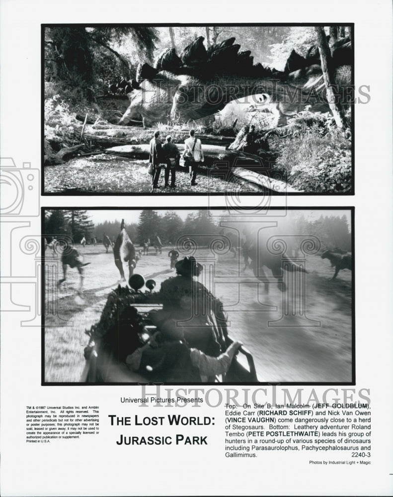 1997 Press Photo &quot;The Lost World Jurassic Park&quot; Actor Jeff Goldblum Vince Vaughn - Historic Images