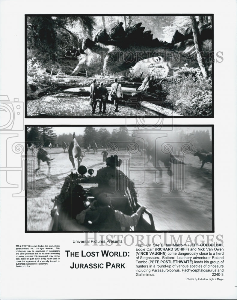 1997 Press Photo "The Lost World Jurassic Park" Actor Jeff Goldblum Vince Vaughn - Historic Images