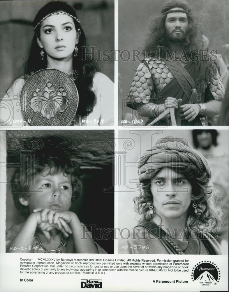 1985 Press Photo &quot;King David&quot;R Gere,Alice Krige,D Quilley,E Woodward - Historic Images