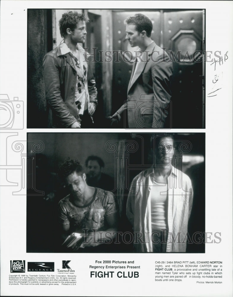 1989 Press Photo "Fight Club" Brad Pitt,Ed Norton - Historic Images