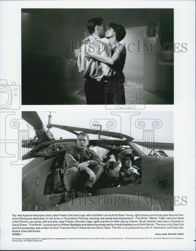 1990 Press Photo "Fire Birds" Nicholas Cage,Sean Young - Historic Images