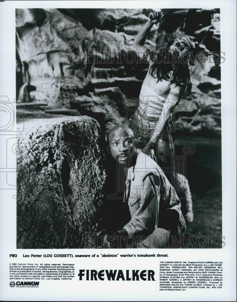 1986 Press Photo Lou Gossett in &quot;Firewalker&quot; - Historic Images