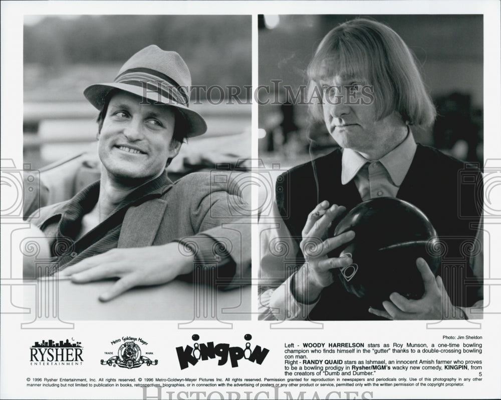 1996 Press Photo Woody Harrelson and Randy Quaid in "Kingpin" - Historic Images
