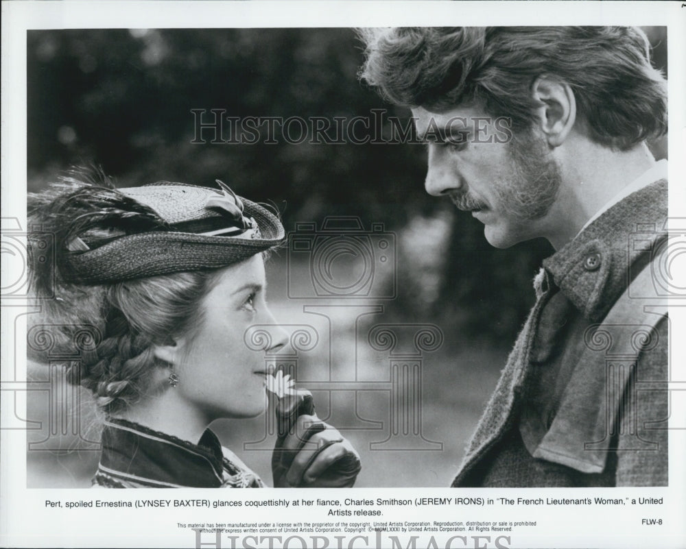 1981 Press Photo Lynsey Baxter Jeremy Irons in &quot;The French Lieutenant&#39;s Woman&quot; - Historic Images