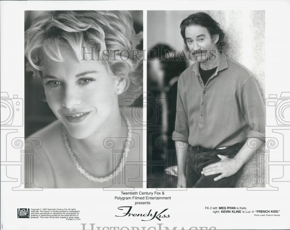 1995 Press Photo &quot;French Kiss&quot; Meg Ryan, Kevin Kline - Historic Images