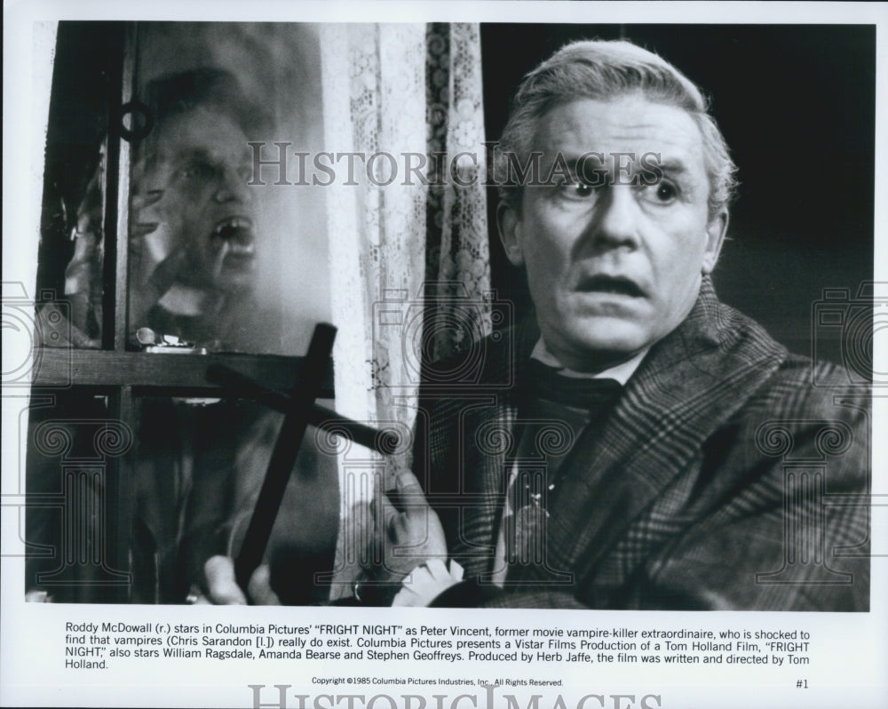 1985 Press Photo  "Fright Night" Roddy McDowall - Historic Images
