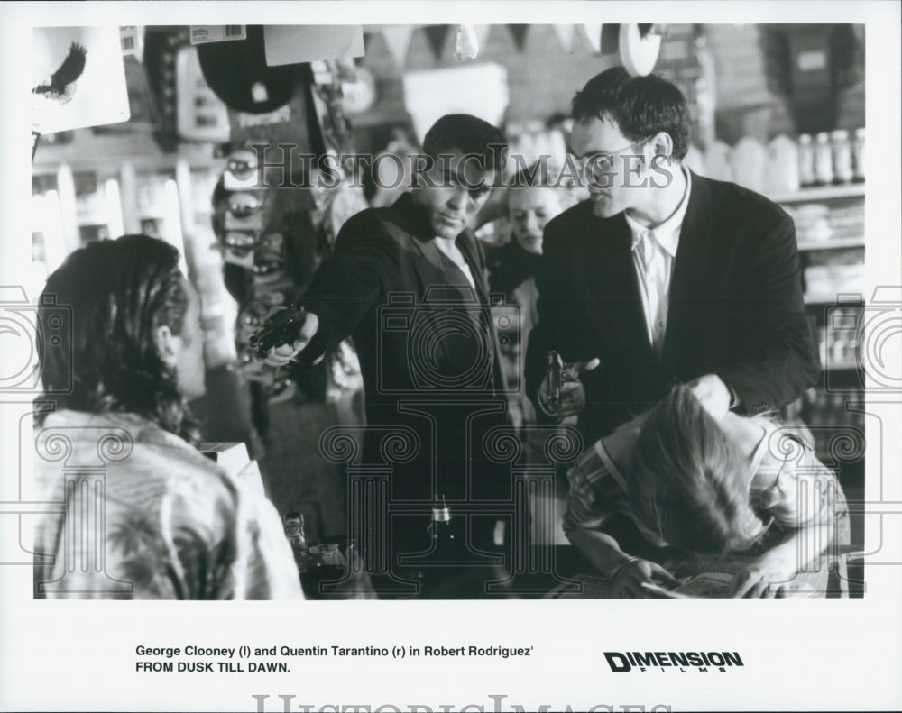 Press Photo George Clooney and Quentin Tarantino in "From Dusk Till Dawn" - Historic Images