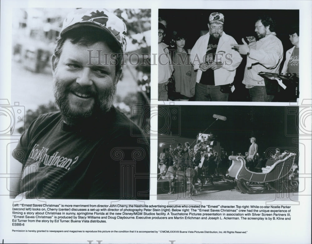 1988 Press Photo &quot;Ernest Saves Christmas&quot; director John Cherry, Noelle Parker - Historic Images