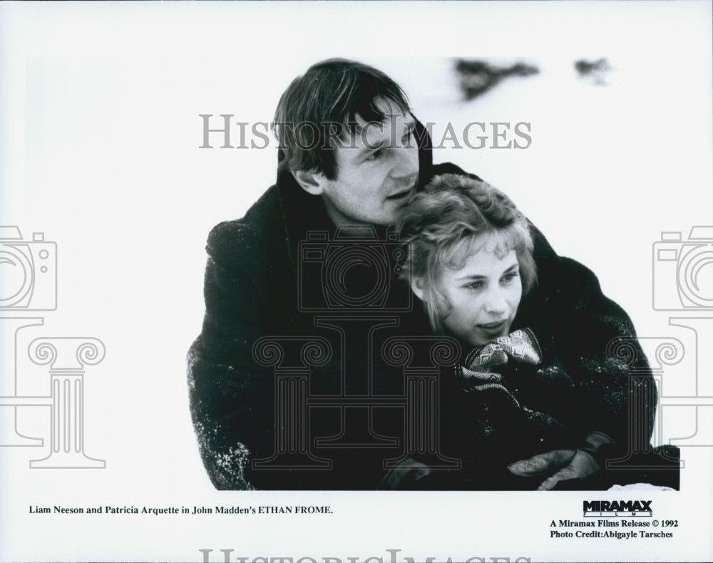 1992 Press Photo "Ethan Frome" Liam Neeson & Patricia Arquette - Historic Images