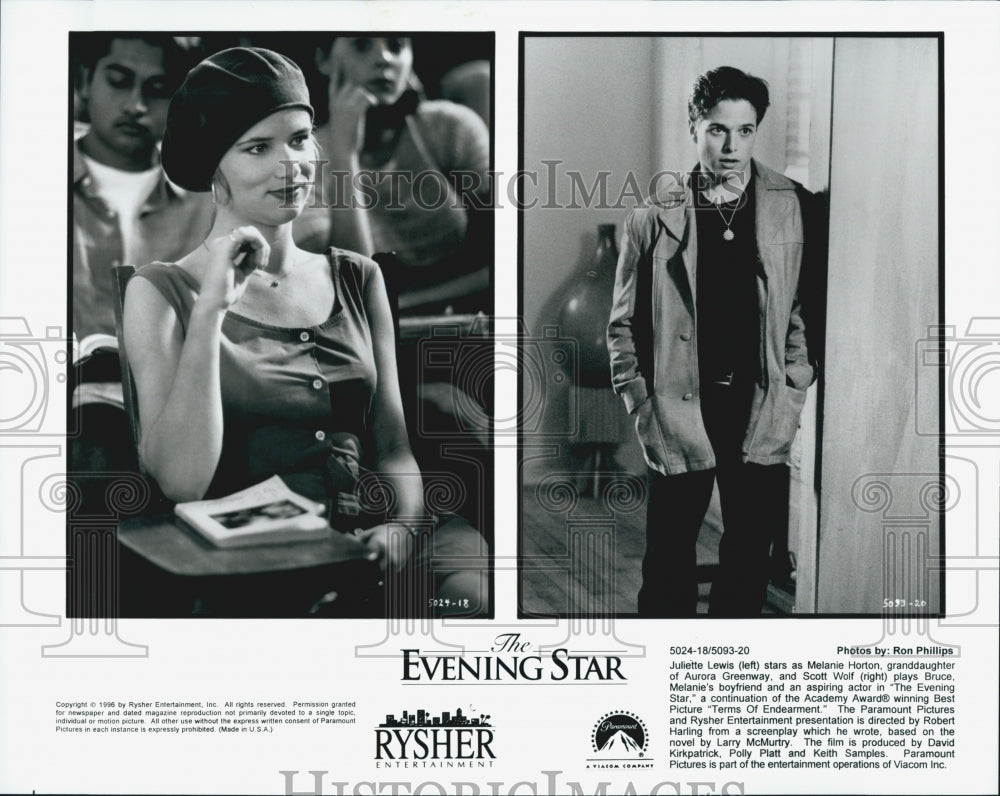 1996 Press Photo Juliette Lewis and Scott Wolf in &quot;The Evening Star&quot; - Historic Images