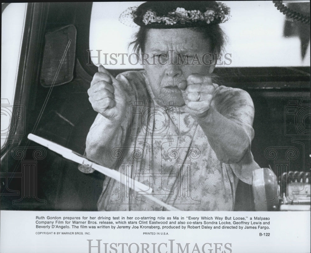 1978 Press Photo Actress Ruth Gordon Starring In "Every Which Way But Loose" - Historic Images