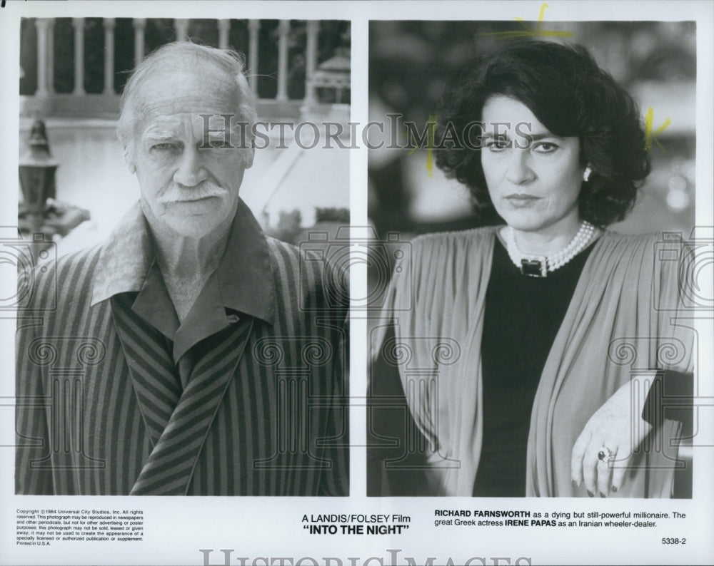 1984 Press Photo "Into The Night"Richard Farnsworth & Irene Papas - Historic Images