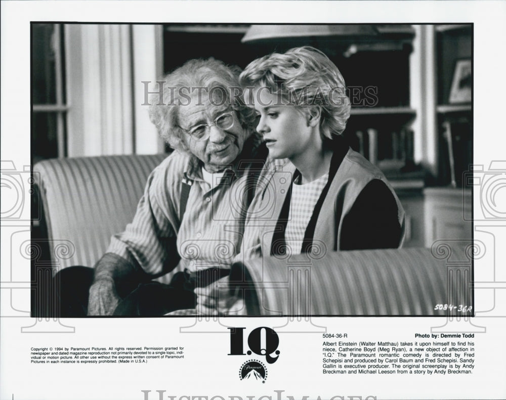 1994 Press Photo  &quot;I.Q.&quot; Walter matthau &amp; Meg Ryan - Historic Images