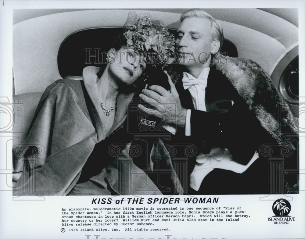 1985 Press Photo Sonia Braga, Herson Capri in "Kiss of the Spider Woman" Film - Historic Images
