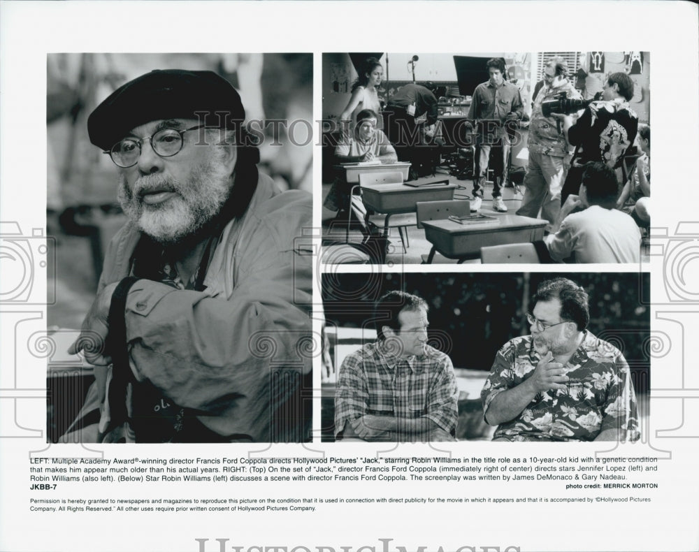 1996 Press Photo Francis Ford Coppola and Robin Williams on set of "Jack" - Historic Images