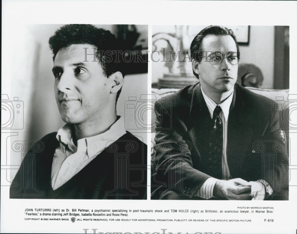 1993 Press Photo Actors John Turturro And Tom Hulce In Drama Film "Fearless" - Historic Images