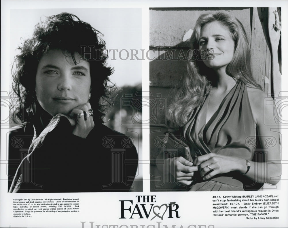 1994 Press Photo Harley Jane Kozak &amp; Elizabeth McGovern Star In The Favor - Historic Images