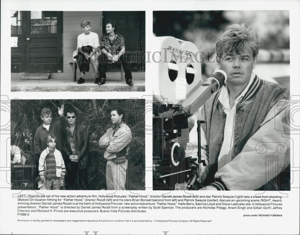 1993 Press Photo Director Darrell Roodt, Brian Bonsell on Set "Father Hood" Film - Historic Images