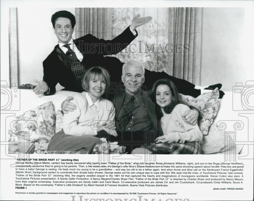 1995 Press Photo "Father of the Bride Part II" Cast w Steve Martin, Diane Keaton - Historic Images