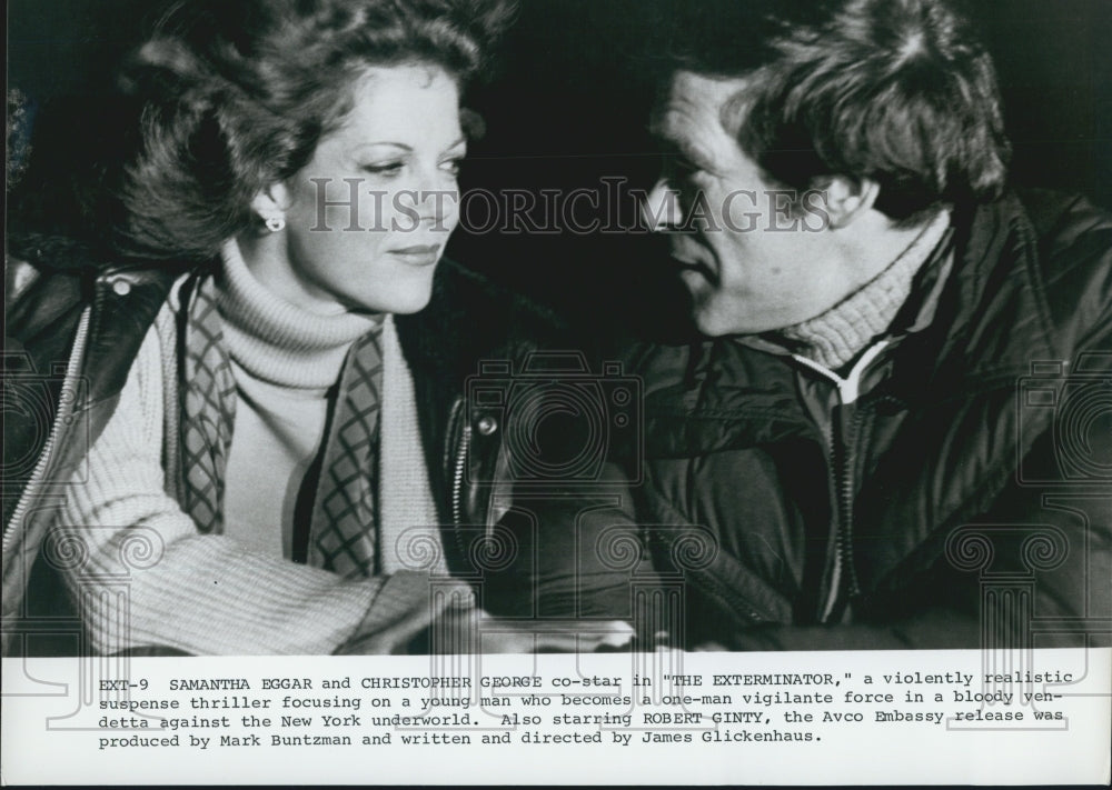1980 Press Photo Samatha Eggar & Christopher George in "The Exterminator" - Historic Images