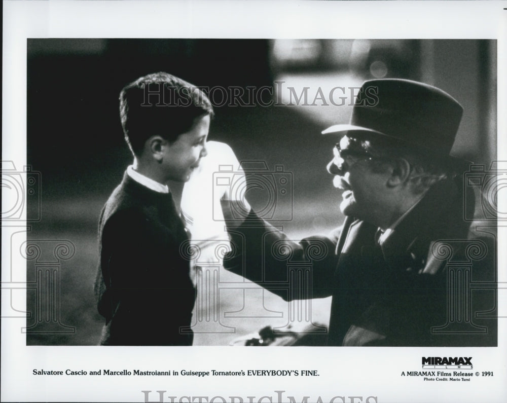 1991 Press Photo Salvatore Cascio And Marcello Mastroianni In "Everybody's Fine" - Historic Images