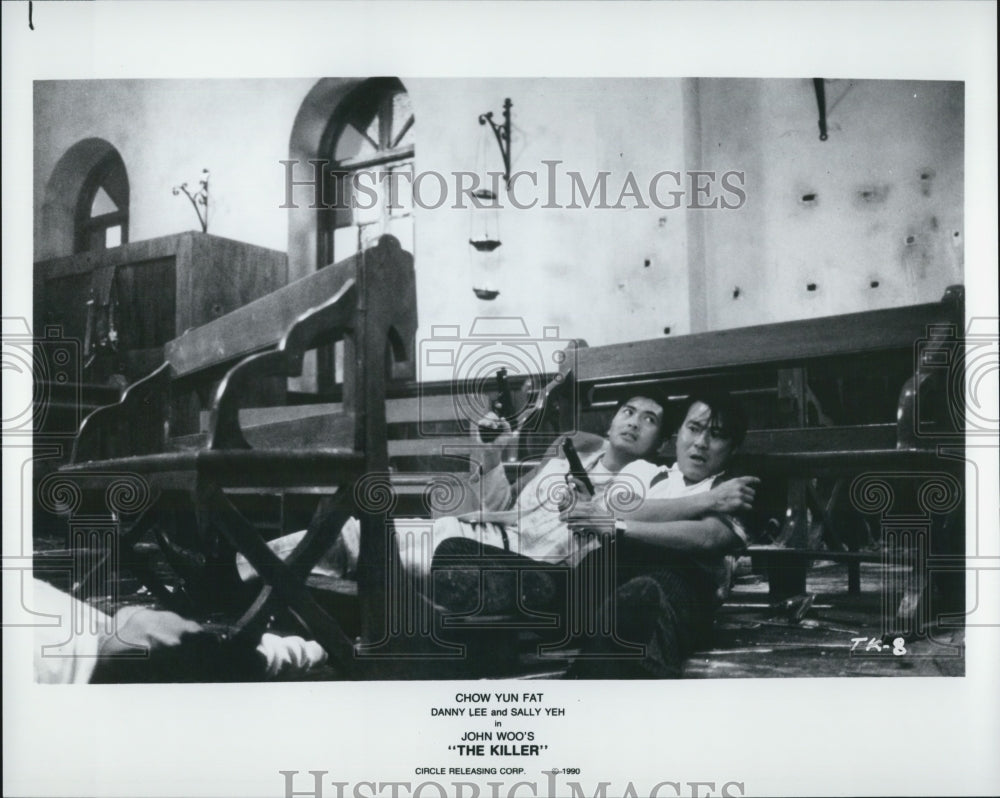1990 Press Photo Actors Chow Yun Fat And Danny Lee Starring In Film "The Killer" - Historic Images