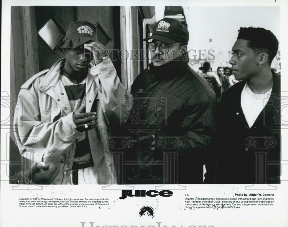 1992 Press Photo  "Juice" Omar Epps ,Khail Kain,Dir Ernest Dickerson - Historic Images