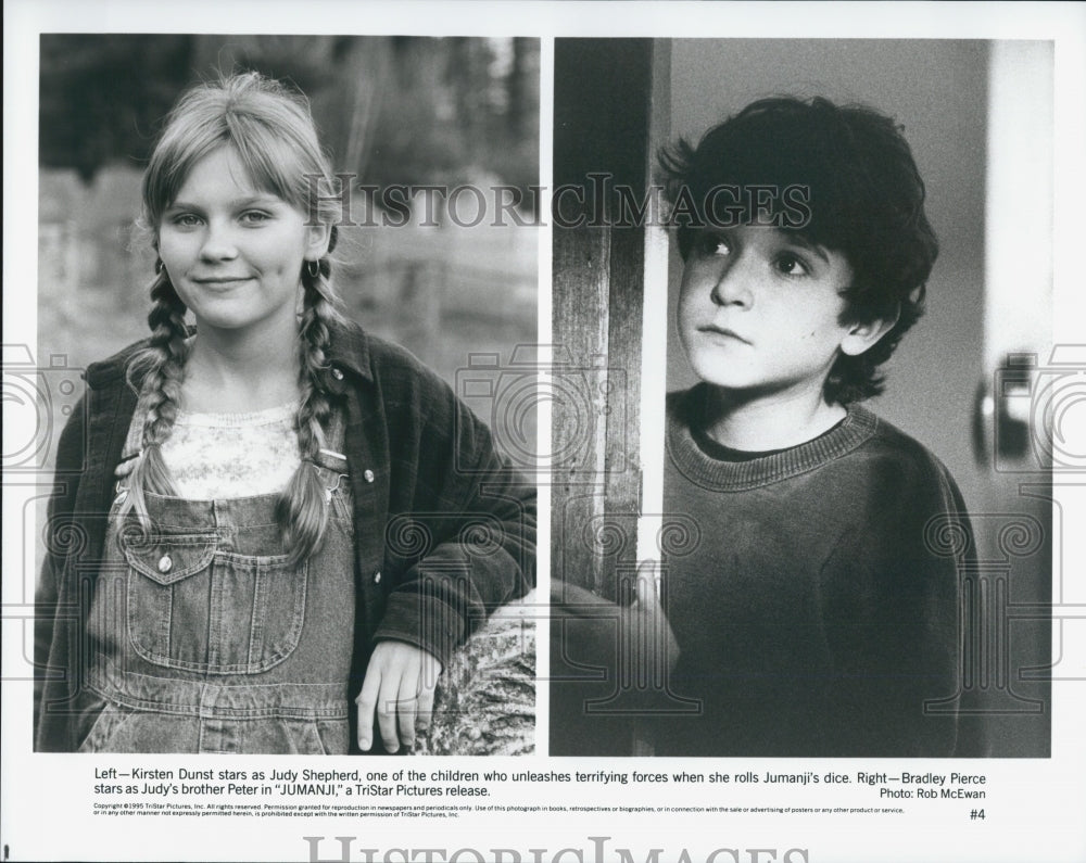 1995 Press Photo Kirsten Dunst and Bradle Pierce in &quot;Jumanji&quot; - Historic Images