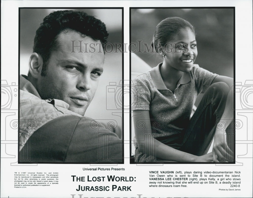 1997 Press Photo Vince Vaughn, V. Chester "The Lost World: Jurassic Park" - Historic Images