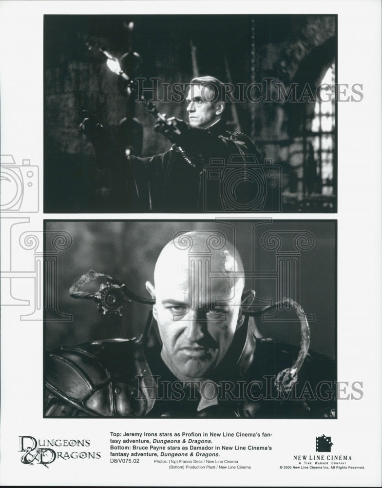 2000 Press Photo Jeremy Irons and Bruce Payne in "Dungeons and Dragons" - Historic Images