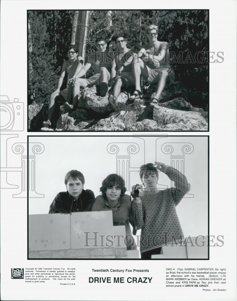 1999 Press Photo  &quot;Drive Me Crazy&quot; Gabe Carpenter,Adrian Grenier, M Webber - Historic Images