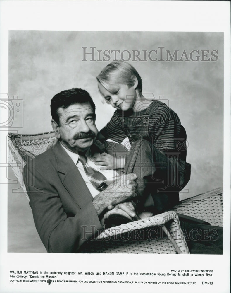 1993 Press Photo  "Dennis The Menace" Mason Gamble & Walter Matthau - Historic Images