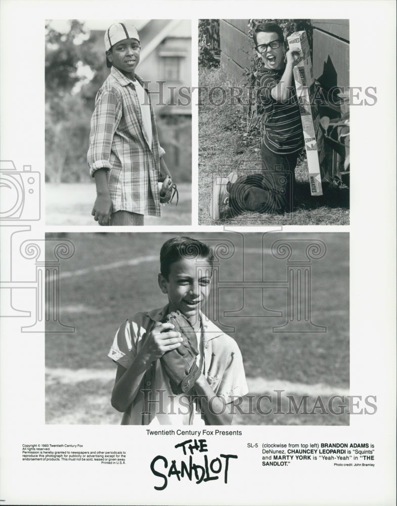 1993 Press Photo "The Sandlot" Actor Brandon Adams Chauncey Leopardi - Historic Images