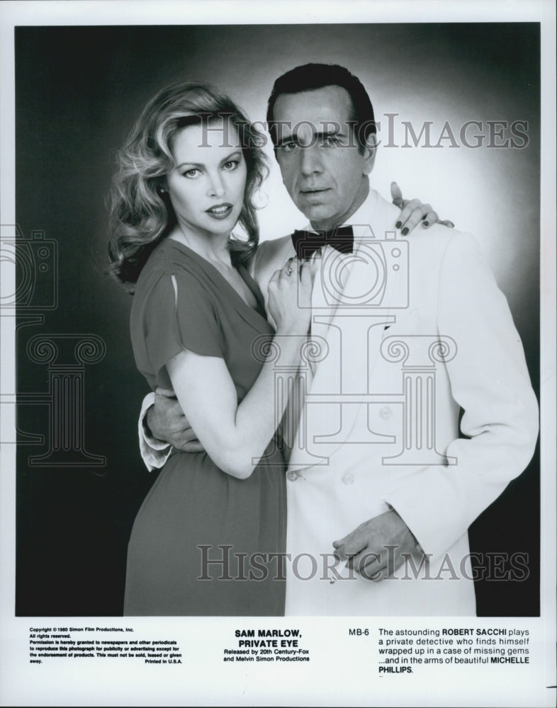 1980 Press Photo "Sam Marlow Private Eye" Robert Sacchi Michelle Phillips - Historic Images