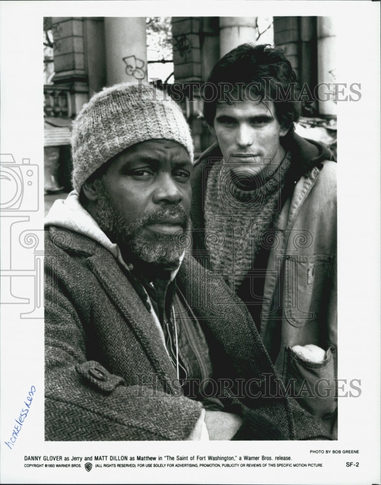 1993 Press Photo &quot;The Saint Of Fort Washington&quot; Actor Matt Dillon Danny Glover - Historic Images