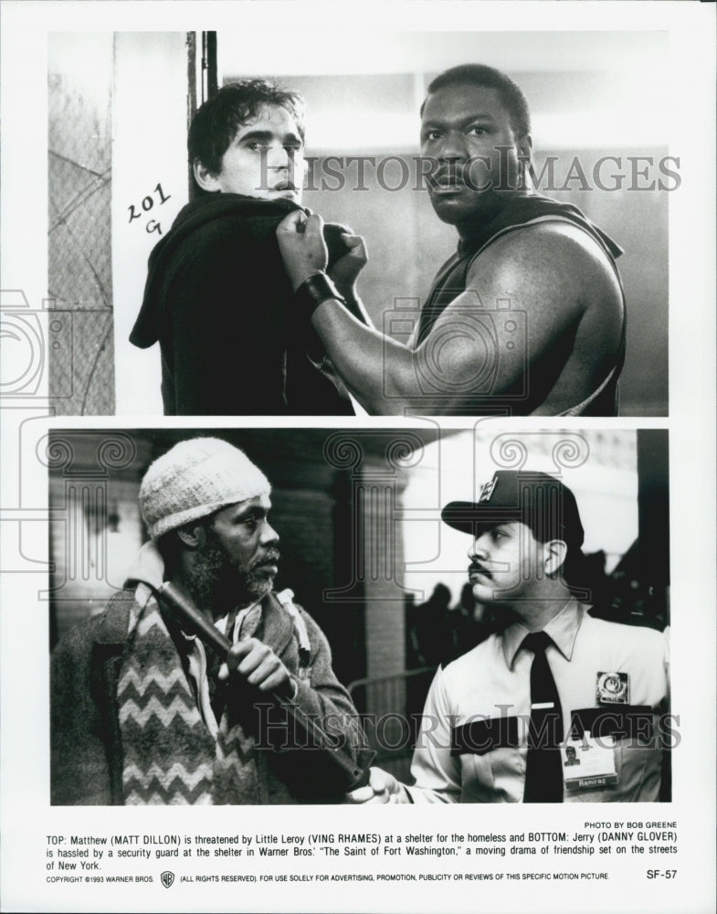 1993 Press Photo "The Saint Of Fort Washington" Actor Matt Dillon Danny Glover - Historic Images