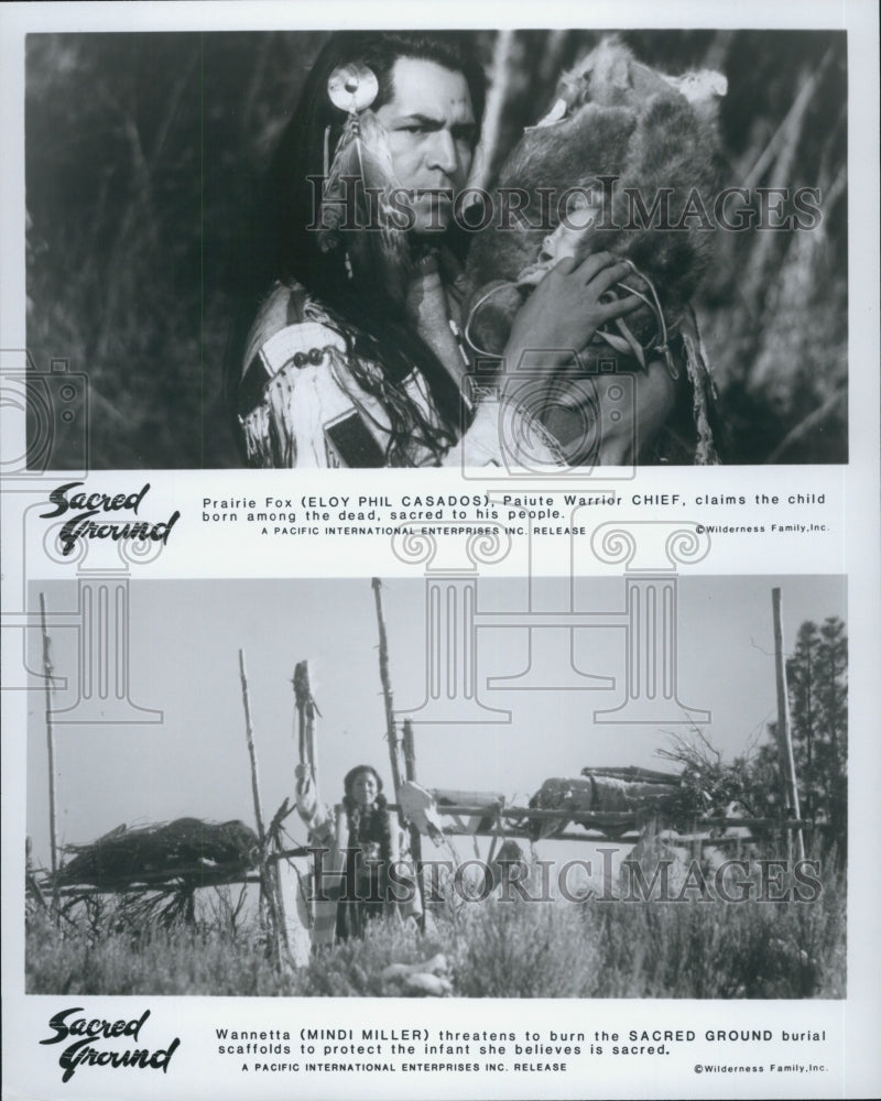 1983 Press Photo Eloy Phil Casados and Mindi Miller in "Sacred Ground" - Historic Images