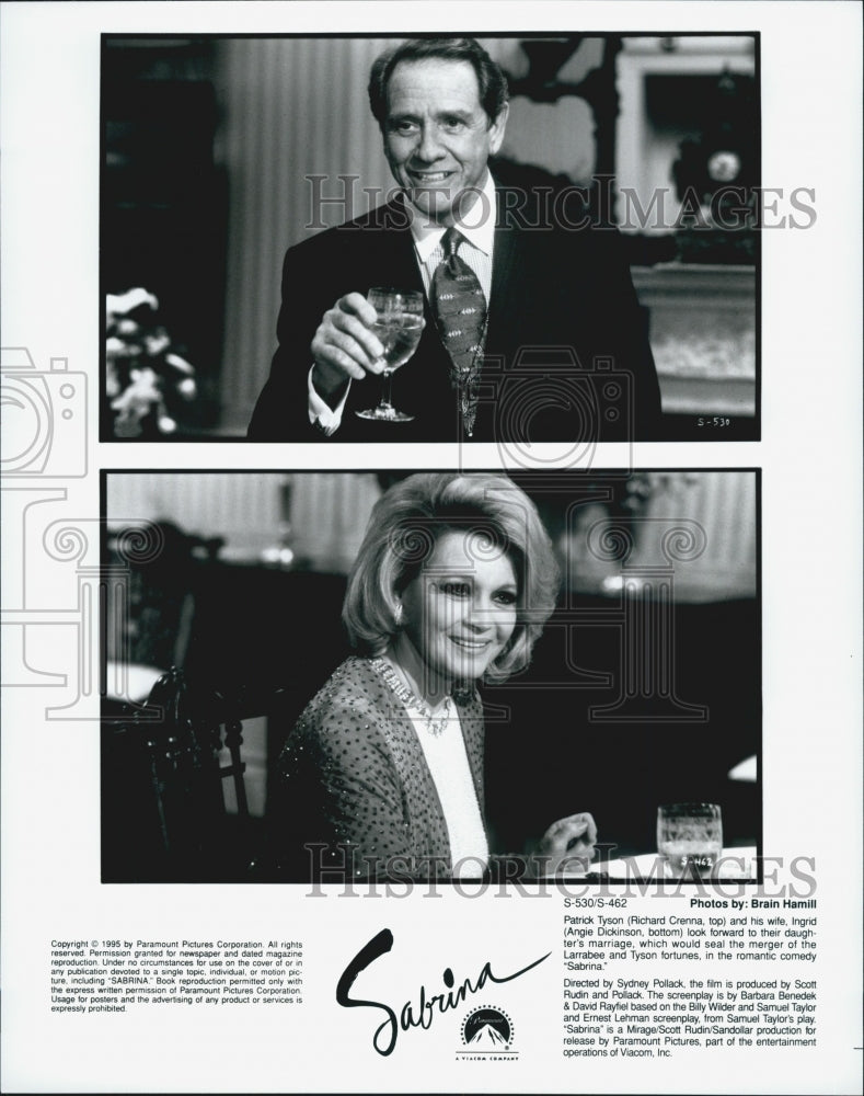 1995 Press Photo &quot;Sabrina&quot; Actor Richard Crenna Angie Dickinson - DFPG13939 - Historic Images