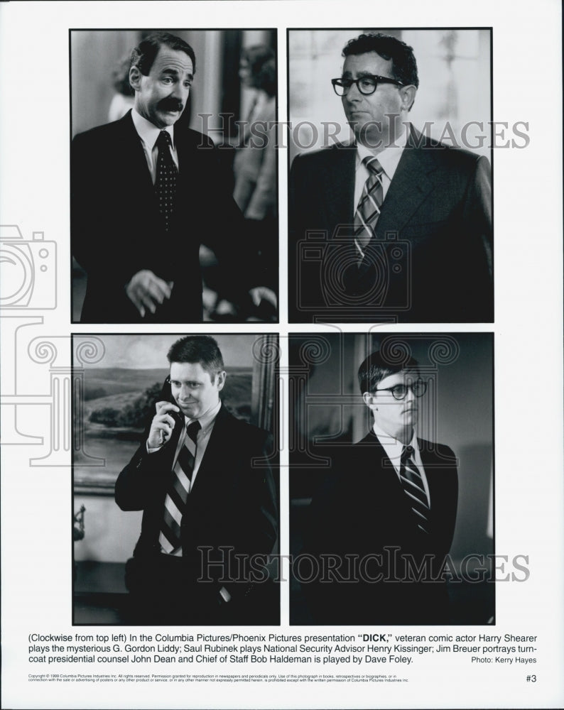 1999 Press Photo Harry Shearer Saul Rubinek Jim Breuer and Dave Foley in "Dick" - Historic Images