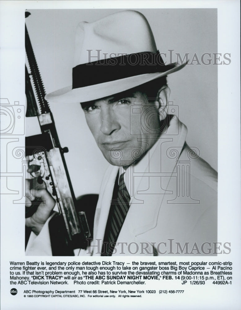 1993 Press Photo Warren Beatty in "Dick Tracy" - Historic Images