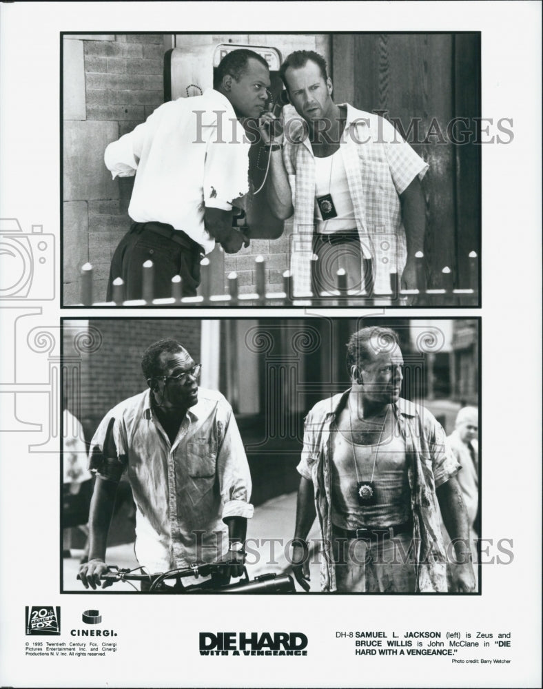 1995 Press Photo Samuel L. Jackson Bruce Willis in &quot;Die Hard With A Vengeance&quot; - Historic Images