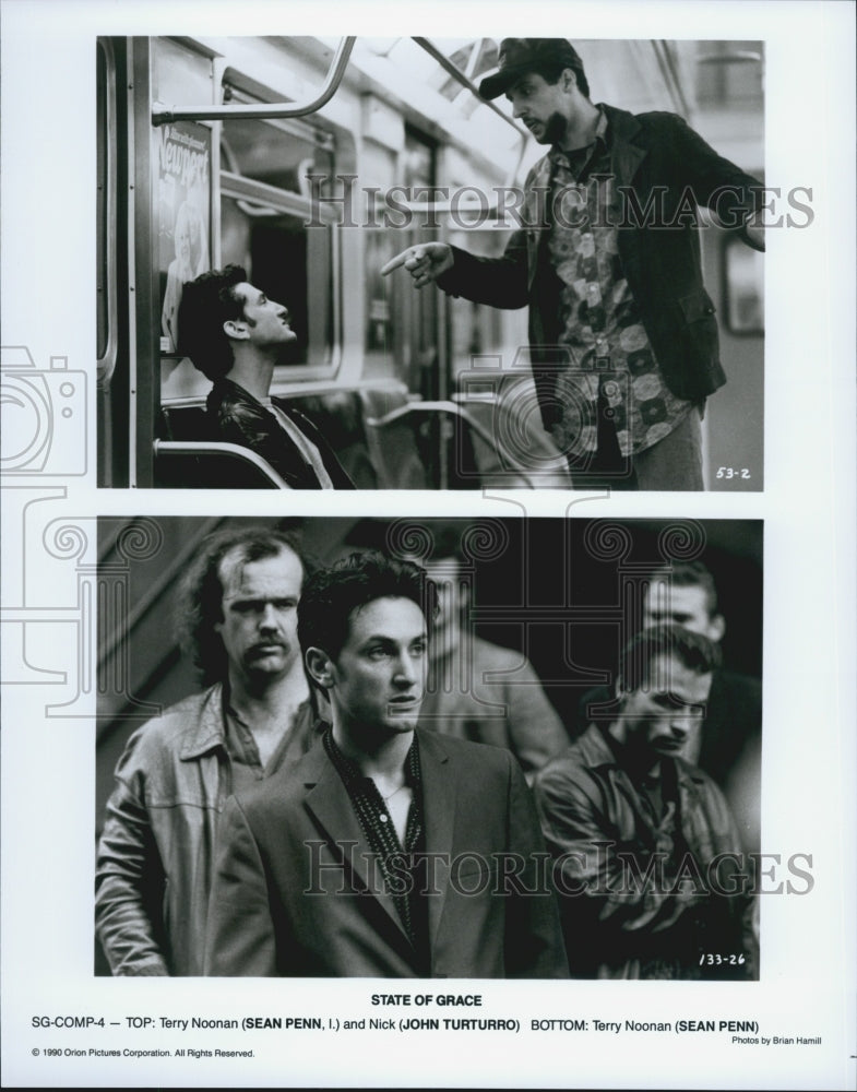 1990 Press Photo Sean Penn And John Turturro In Movie "State Of Grace" - Historic Images