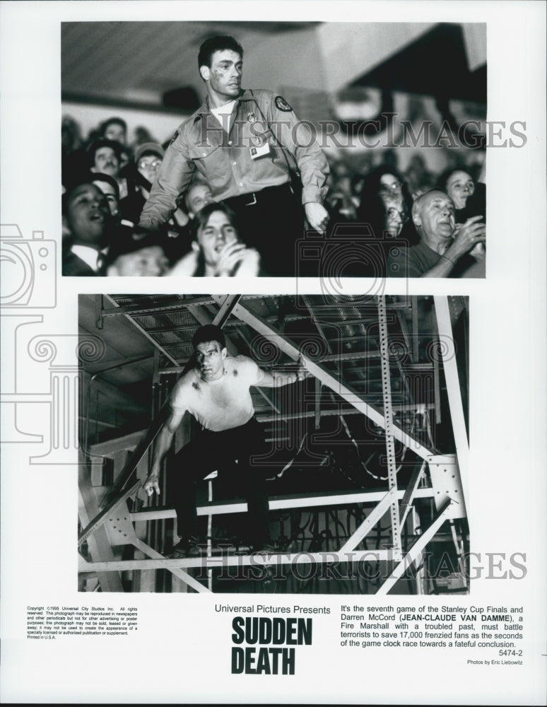 1995 Press Photo Jean-Claude Van Damme In Movie "Sudden Death" - DFPG14665 - Historic Images